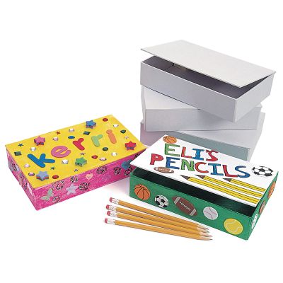 WHITE CARDBOARD PENCIL BOXES P12