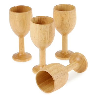 WOODEN GOBLETS PK 4