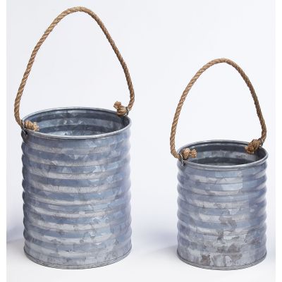 METAL ROUND PLANTER 2PK