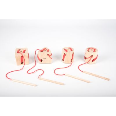 WOODEN LACING SHAPES PK4