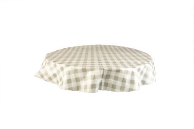 GINGHAM CIRC TABLE CLOTH SILVER GREY