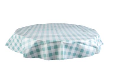 GINGHAM CIRCLE TABLE CLOTH DUCK EGG