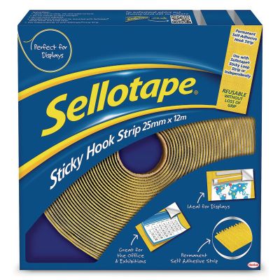 SELLOTAPE HOOK STRIP - 25MM X 12M