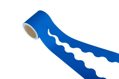 CARD SCALLOPED BORDER ROLL BLUE 15M