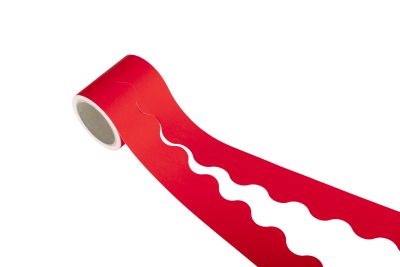 CARD SCALLOPED BORDER ROLL RED 15M