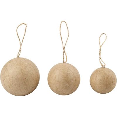 PAPIER MCH CHRISTMAS BAUBLES PK6