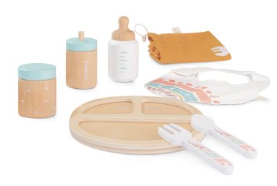 DOLLS WOODEN FEEDING SET