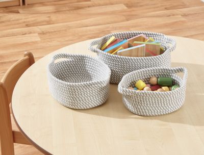 HANDLED COTTON ROPE STORAGE BASKET SET 3