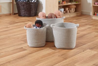 ROUND COTTON ROPE STORAGE BASKETS SET 3