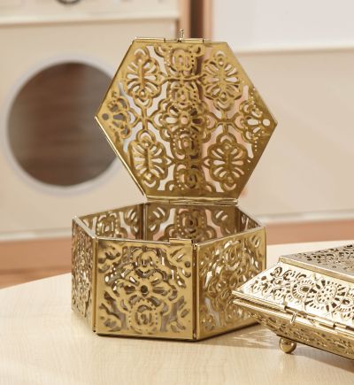 GOLD TRINKET BOX - HEXAGONAL