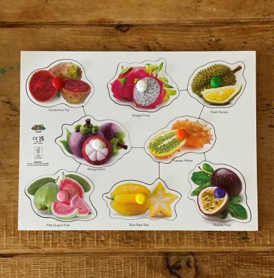 FSC WOODEN EXOTIC FRUIT PEG PUZZLE