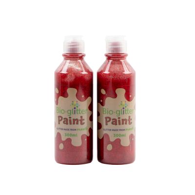 BIO GLITTER PAINT RED 300ML PACK OF 2