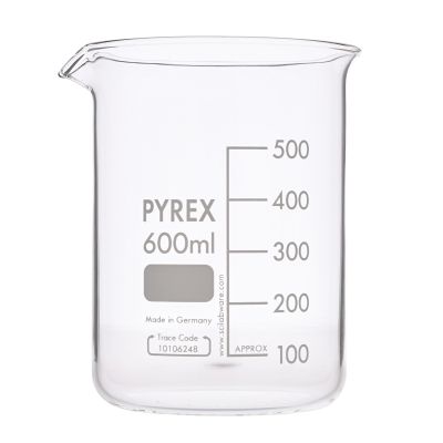 PYREX GLASS BEAKER SQUAT FORM 600MLP10