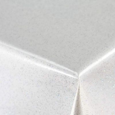 PVC GLITTER TABLE COVER 1.4 X 1.7M WHITE