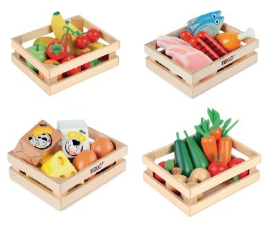 WOODEN FOOD PACK OF 4 CRATES