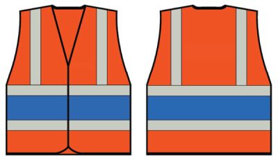 ORANGE WCENG VEST WITH ROYAL BAND LGE