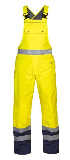 UTTING SNS HI VIS WATERPROOF BIB & BRACE YELLOW/NAVY LGE