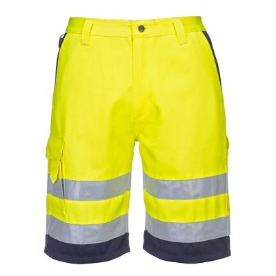 L043 Hi-Vis Lightweight Polycotton Shorts Yellow/Navy XL Regular