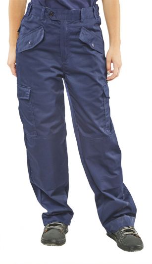 LADIES P/C TROUSERS NAVY 28