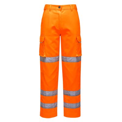 LW71 Hi-Vis Women's Three Band Work Trousers Orange L Regular