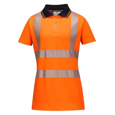 LW72 Hi-Vis Women's Cotton Comfort Pro Polo Shirt S/S  Orange/Black XS Regular