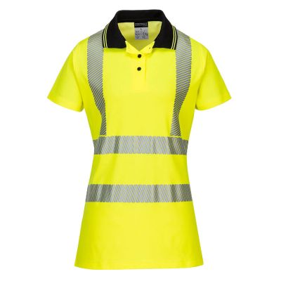 LW72 Hi-Vis Women's Cotton Comfort Pro Polo Shirt S/S  Yellow/Black M Regular