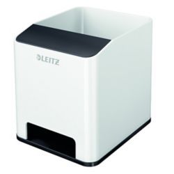 LEITZ WOW SOUND PEN HOLDER WHT/BLK