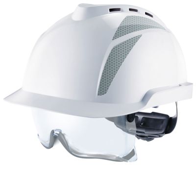 V-GARD 930 VENTED HELMET WHITE W/ INTEGRATED SPEC GRY STICKER