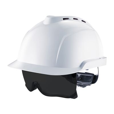 V-GARD 930 VENTED HELMET WHITE C/W INTEGRATED SPEC TINTED