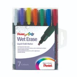 PENTEL CHALK MARKERS ASSTD PK OF 7