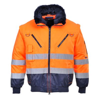 PJ50 Hi-Vis 3-in-1 Contrast Pilot Jacket  Orange/Navy 4XL Regular