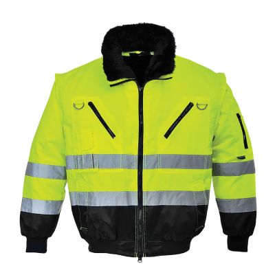 PJ50 Hi-Vis 3-in-1 Contrast Pilot Jacket  Yellow/Black L Regular