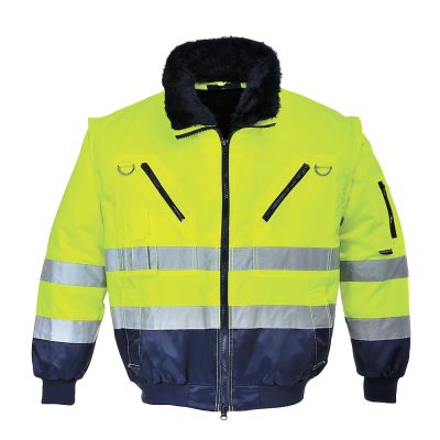 PJ50 Hi-Vis 3-in-1 Contrast Pilot Jacket  Yellow/Navy 4XL Regular