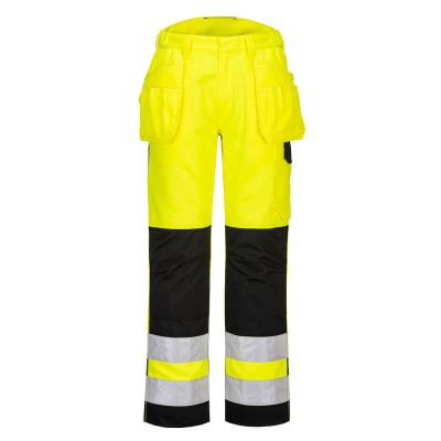 PW242 PW2 Hi-Vis Holster Pocket Trousers Yellow/Black 28 Regular