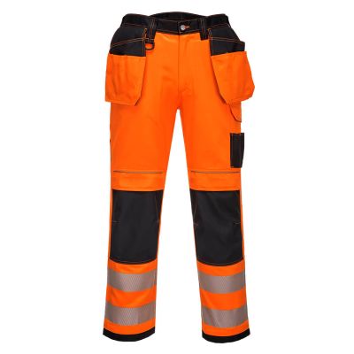 PW306 PW3 Hi-Vis Stretch Holster Pocket Trousers Orange/Black 33 Regular