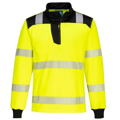 PW326 PW3 Hi-Vis 1/4 Zip Sweatshirt Yellow/Black 4XL Regular