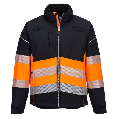 PW375 PW3 Hi-Vis Class 1 Softshell (3L) Black/Orange 4XL Regular