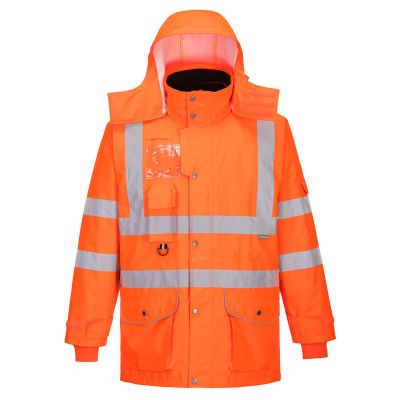 RT27 Hi-Vis Breathable 7-in-1 Traffic Jacket  Orange L Regular