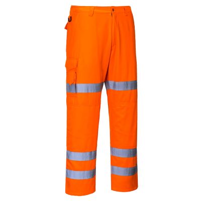 RT49 Hi-Vis Three Band Work Trousers Orange L Regular