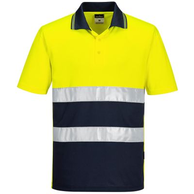 S175 Hi-Vis Lightweight Contrast Polo Shirt S/S  Yellow/Navy S Regular