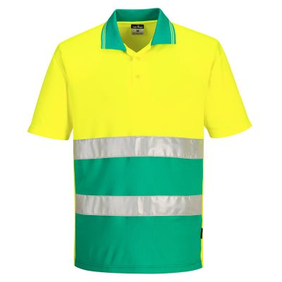 S175 Hi-Vis Lightweight Contrast Polo Shirt S/S  Yellow/Teal 4XL Regular