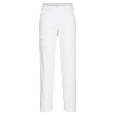 S233 Women's Stretch Cargo Trousers White 32 Regular