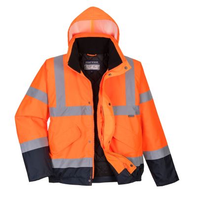 S266 Hi-Vis Contrast Winter Bomber Jacket  Orange/Navy S Regular