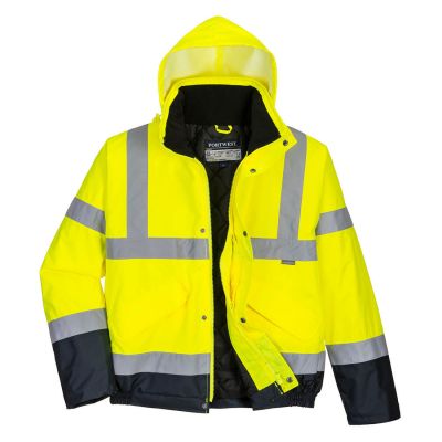 S266 Hi-Vis Contrast Winter Bomber Jacket  Yellow/Navy XS Regular