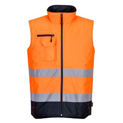 S267 Hi-Vis Contrast Bodywarmer Orange/Navy XL Regular