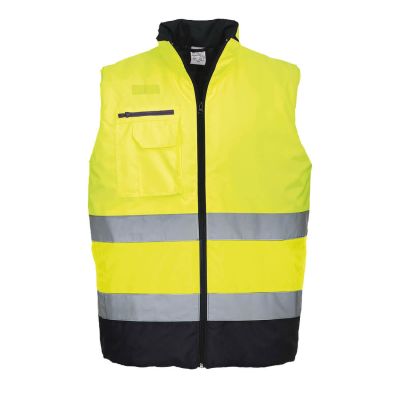 S267 Hi-Vis Contrast Bodywarmer Yellow/Navy M Regular