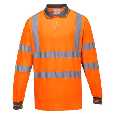 S271 Hi-Vis Cotton Comfort Polo Shirt L/S  Orange XL Regular