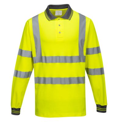 S271 Hi-Vis Cotton Comfort Polo Shirt L/S  Yellow S Regular