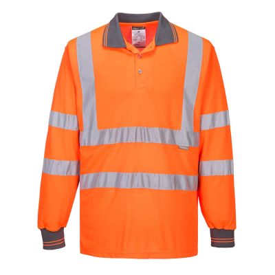 S277 Hi-Vis Polo Shirt L/S  Orange L Regular