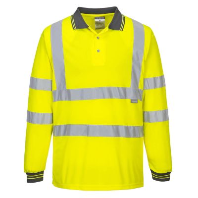 S277 Hi-Vis Polo Shirt L/S  Yellow 4XL Regular